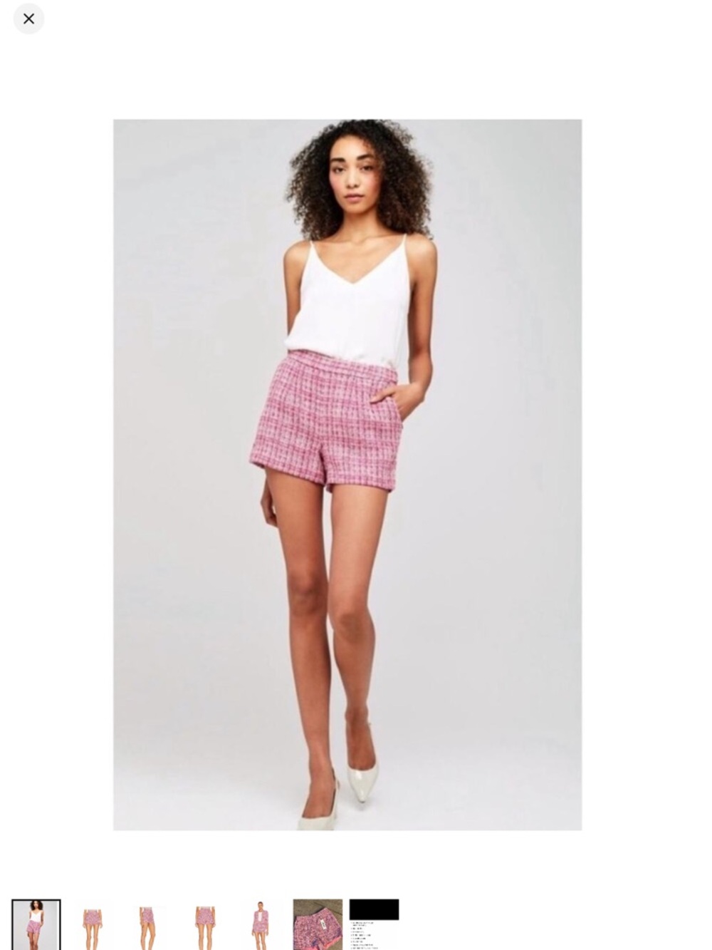 L'AGENCE Pink Tweed High-Waist Shorts